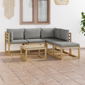 6-piece garden furniture set with gray cushions by vidaXL, Garden sets - Ref: Foro24-3064974, Price: 353,99 €, Discount: %