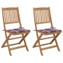 Folding garden chairs 2 pcs solid acacia wood and cushions by vidaXL, Garden chairs - Ref: Foro24-3064657, Price: 118,99 €, D...