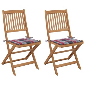 Folding garden chairs 2 pcs solid acacia wood and cushions by vidaXL, Garden chairs - Ref: Foro24-3064657, Price: 118,71 €, D...