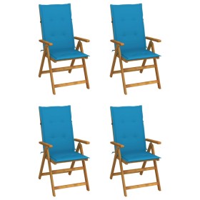 Reclining garden chairs 4 pcs solid acacia wood cushions by vidaXL, Garden chairs - Ref: Foro24-3065351, Price: 329,12 €, Dis...