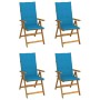 Reclining garden chairs 4 pcs solid acacia wood cushions by vidaXL, Garden chairs - Ref: Foro24-3065351, Price: 329,99 €, Dis...