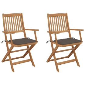 2 pcs folding garden chairs and solid acacia wood cushions by vidaXL, Garden chairs - Ref: Foro24-3064598, Price: 122,00 €, D...