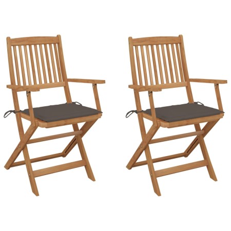 2 pcs folding garden chairs and solid acacia wood cushions by vidaXL, Garden chairs - Ref: Foro24-3064598, Price: 122,26 €, D...