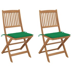 Folding garden chairs 2 units and solid acacia wood cushions by vidaXL, Garden chairs - Ref: Foro24-3064649, Price: 105,10 €,...