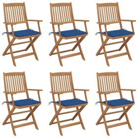 6 pcs folding garden chairs and solid acacia wood cushions by vidaXL, Garden chairs - Ref: Foro24-3065465, Price: 325,99 €, D...