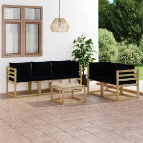 6-teiliges Gartenmöbel-Set mit schwarzen Kissen von vidaXL, Gartensets - Ref: Foro24-3065155, Preis: 432,73 €, Rabatt: %