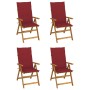 Reclining garden chairs 4 pcs solid acacia wood cushions by vidaXL, Garden chairs - Ref: Foro24-3065356, Price: 312,99 €, Dis...