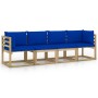 4-seater garden sofa with blue cushions by vidaXL, Garden sets - Ref: Foro24-3065239, Price: 247,94 €, Discount: %