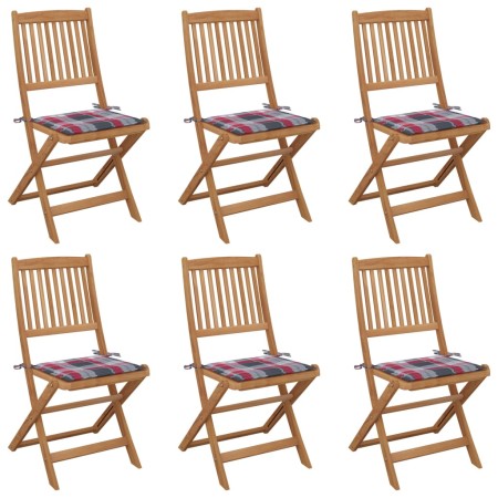 6 pcs folding garden chairs and solid acacia wood cushions by vidaXL, Garden chairs - Ref: Foro24-3065501, Price: 301,99 €, D...