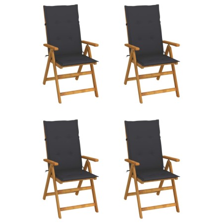 Reclining garden chairs 4 pcs solid acacia wood cushions by vidaXL, Garden chairs - Ref: Foro24-3065347, Price: 338,99 €, Dis...