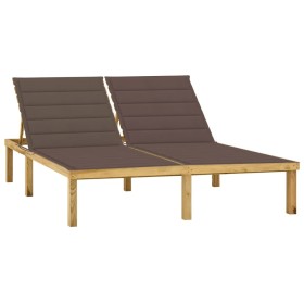 Double sun lounger and gray taupe cushions, impregnated pine wood. by vidaXL, Loungers - Ref: Foro24-3065887, Price: 204,99 €...