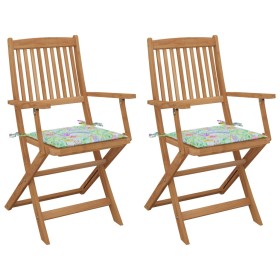 2 pcs folding garden chairs and solid acacia wood cushions by vidaXL, Garden chairs - Ref: Foro24-3064602, Price: 114,99 €, D...