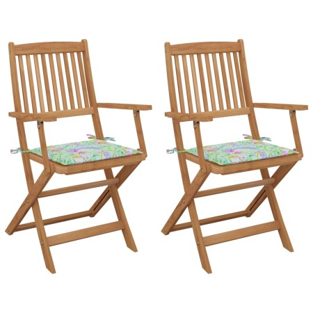 2 pcs folding garden chairs and solid acacia wood cushions by vidaXL, Garden chairs - Ref: Foro24-3064602, Price: 114,32 €, D...