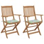 2 pcs folding garden chairs and solid acacia wood cushions by vidaXL, Garden chairs - Ref: Foro24-3064602, Price: 114,32 €, D...