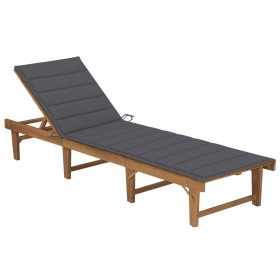 Folding sun lounger with solid acacia wood cushion by vidaXL, Loungers - Ref: Foro24-3064164, Price: 216,13 €, Discount: %