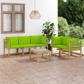 6-teiliges Gartenmöbel-Set mit lindgrünen Kissen von vidaXL, Gartensets - Ref: Foro24-3065275, Preis: 384,99 €, Rabatt: %