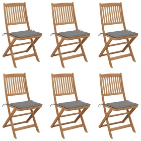 6 pcs folding garden chairs and solid acacia wood cushions by vidaXL, Garden chairs - Ref: Foro24-3065489, Price: 296,39 €, D...