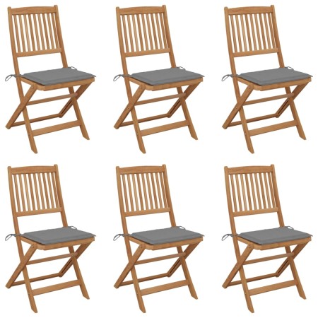 6 pcs folding garden chairs and solid acacia wood cushions by vidaXL, Garden chairs - Ref: Foro24-3065489, Price: 302,15 €, D...