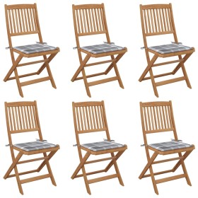 6 pcs folding garden chairs and solid acacia wood cushions by vidaXL, Garden chairs - Ref: Foro24-3065502, Price: 301,99 €, D...