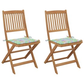 Folding garden chairs 2 pcs solid acacia wood and cushions by vidaXL, Garden chairs - Ref: Foro24-3064656, Price: 118,99 €, D...