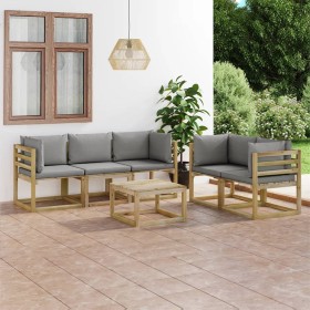 6-teiliges Gartenmöbel-Set mit grauen Kissen von vidaXL, Gartensets - Ref: Foro24-3064975, Preis: 424,56 €, Rabatt: %