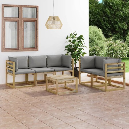 6-teiliges Gartenmöbel-Set mit grauen Kissen von vidaXL, Gartensets - Ref: Foro24-3064975, Preis: 424,09 €, Rabatt: %