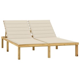 Double lounger and cream impregnated pine wood cushions by vidaXL, Loungers - Ref: Foro24-3065881, Price: 207,76 €, Discount: %