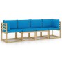 4-Sitzer-Gartensofa mit hellblauen Kissen von vidaXL, Gartensets - Ref: Foro24-3065059, Preis: 288,84 €, Rabatt: %