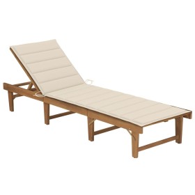 Folding sun lounger with solid acacia wood cushion by vidaXL, Loungers - Ref: Foro24-3064166, Price: 216,57 €, Discount: %