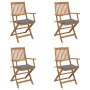 4 pcs folding garden chairs and solid acacia wood cushions by vidaXL, Garden chairs - Ref: Foro24-3064618, Price: 213,92 €, D...