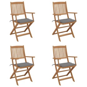 4 pcs folding garden chairs and solid acacia wood cushions by vidaXL, Garden chairs - Ref: Foro24-3064618, Price: 214,99 €, D...