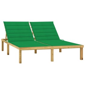 Double lounger and green cushions impregnated pine wood by vidaXL, Loungers - Ref: Foro24-3065884, Price: 207,76 €, Discount: %