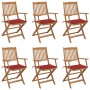 6 pcs folding garden chairs and solid acacia wood cushions by vidaXL, Garden chairs - Ref: Foro24-3065467, Price: 335,48 €, D...