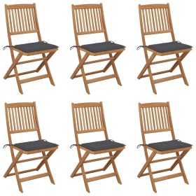 6 pcs folding garden chairs and solid acacia wood cushions by vidaXL, Garden chairs - Ref: Foro24-3065488, Price: 308,83 €, D...