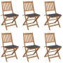 6 pcs folding garden chairs and solid acacia wood cushions by vidaXL, Garden chairs - Ref: Foro24-3065488, Price: 308,80 €, D...