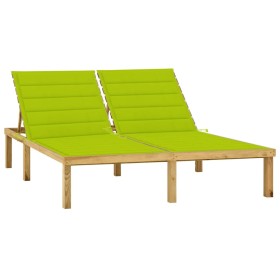 Double lounger and bright green cushions impregnated pine wood by vidaXL, Loungers - Ref: Foro24-3065890, Price: 189,99 €, Di...