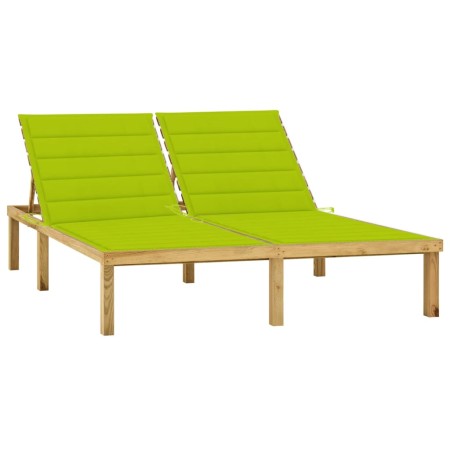 Tumbona doble y cojines verde brillante madera pino impregnada de vidaXL, Tumbonas - Ref: Foro24-3065890, Precio: 206,58 €, D...