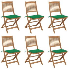 Folding garden chairs 6 units and solid acacia wood cushions by vidaXL, Garden chairs - Ref: Foro24-3065493, Price: 322,99 €,...