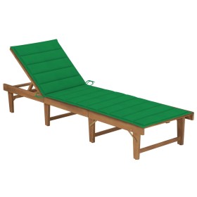 Folding sun lounger with solid acacia wood cushion by vidaXL, Loungers - Ref: Foro24-3064169, Price: 207,99 €, Discount: %