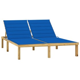 Double lounger and royal blue cushions impregnated pine wood by vidaXL, Loungers - Ref: Foro24-3065889, Price: 207,64 €, Disc...