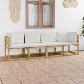 4-seater garden sofa with cream cushions by vidaXL, Garden sets - Ref: Foro24-3064999, Price: 316,20 €, Discount: %