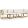 4-seater garden sofa with cream cushions by vidaXL, Garden sets - Ref: Foro24-3064999, Price: 316,20 €, Discount: %