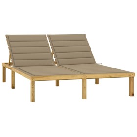 Tumbona doble y cojines beige madera pino impregnada de vidaXL, Tumbonas - Ref: Foro24-3065882, Precio: 206,69 €, Descuento: %