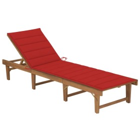 Tumbona plegable con cojín madera maciza de acacia de vidaXL, Tumbonas - Ref: Foro24-3064170, Precio: 214,99 €, Descuento: %