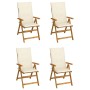 Reclining garden chairs 4 pcs solid acacia wood cushions by vidaXL, Garden chairs - Ref: Foro24-3065349, Price: 320,99 €, Dis...