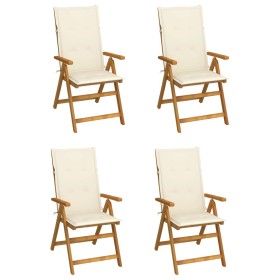 Reclining garden chairs 4 pcs solid acacia wood cushions by vidaXL, Garden chairs - Ref: Foro24-3065349, Price: 320,47 €, Dis...