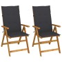 Reclining garden chairs 2 pcs solid acacia wood cushions by vidaXL, Garden chairs - Ref: Foro24-3064059, Price: 181,67 €, Dis...