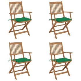 4 pcs folding garden chairs and solid acacia wood cushions by vidaXL, Garden chairs - Ref: Foro24-3064622, Price: 211,99 €, D...