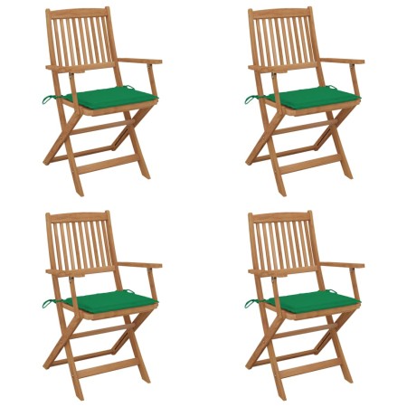 4 pcs folding garden chairs and solid acacia wood cushions by vidaXL, Garden chairs - Ref: Foro24-3064622, Price: 212,60 €, D...