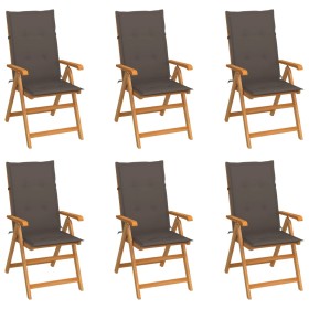 Garden chairs 6 pcs solid teak wood with gray taupe cushions by vidaXL, Garden chairs - Ref: Foro24-3065568, Price: 628,26 €,...